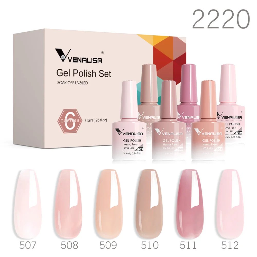 Venalisa Color Nail Gel Polish Kit Jelly Pink Semi transparent