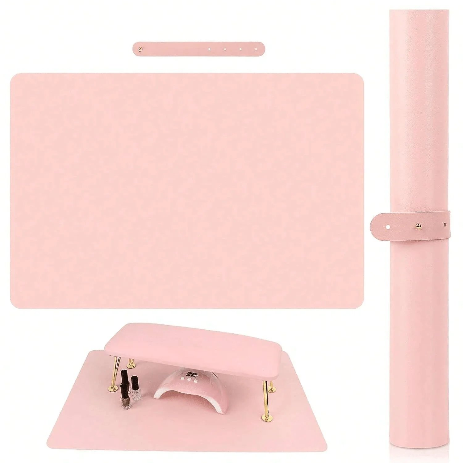 1/2pcs Pink Nail Art Table Mat Portable Foldable Nail Art