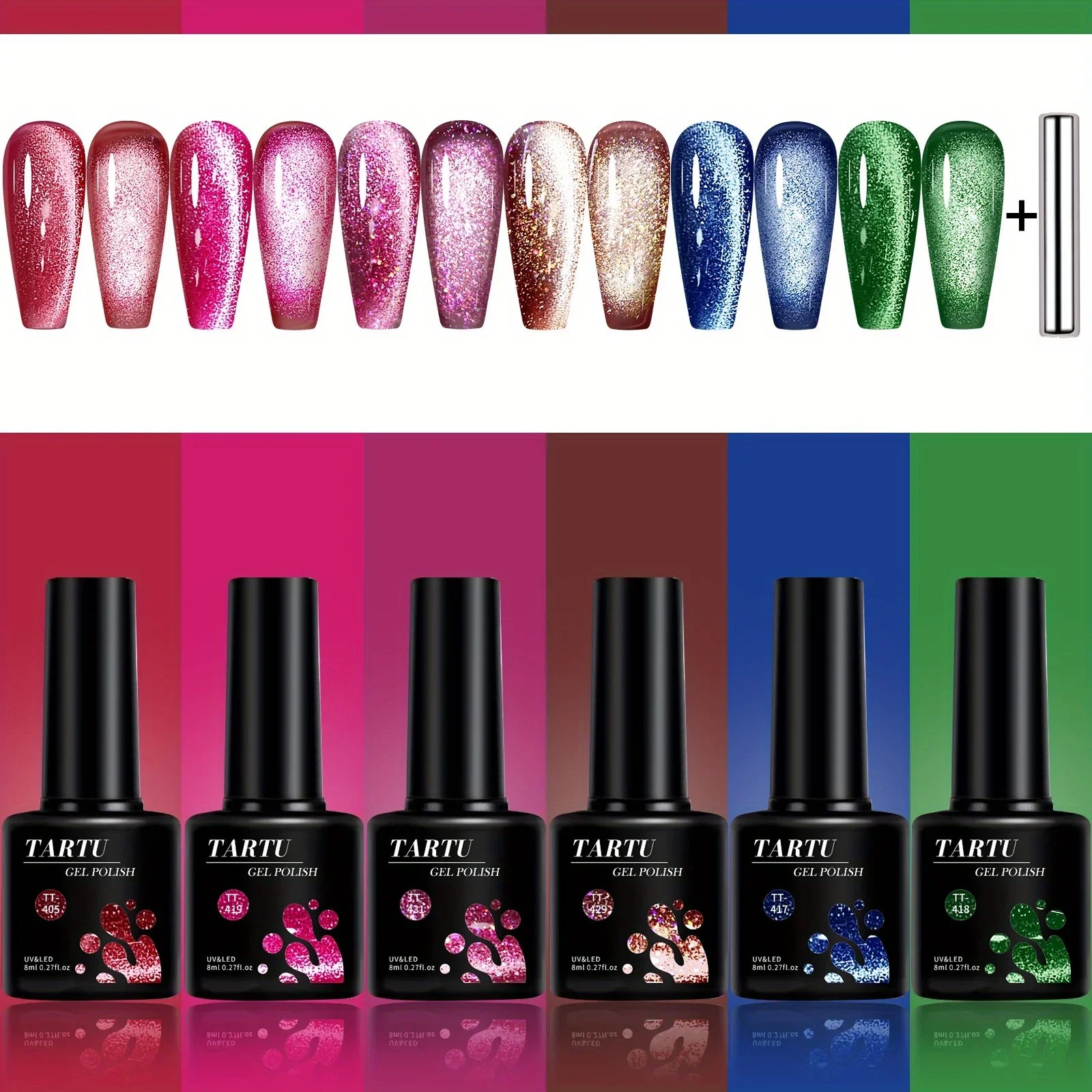 TARTU 6pcs 8ml Cat Eye Gel Nail Polish Set