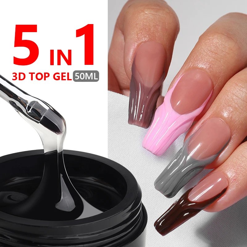 MSHARE 3D Top Coat Gel 50ml 5 IN 1 Rhinestones No Wipe Water