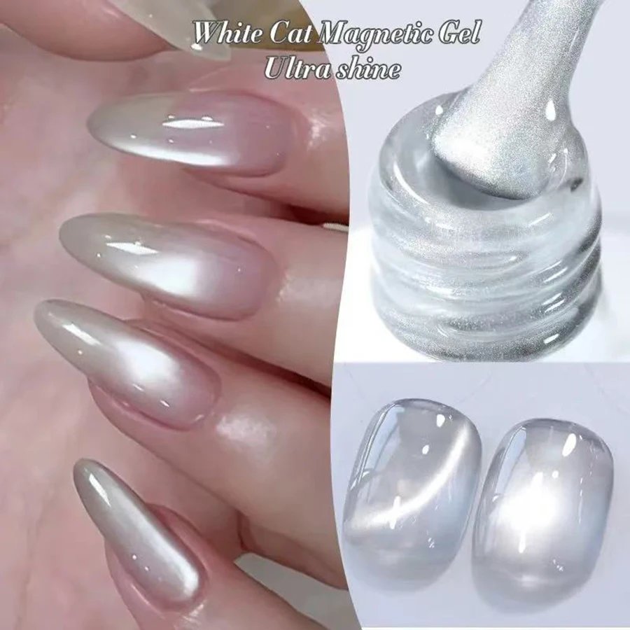 1 9pcs TC Flow Light White Cat Eye Gel Nail Polish Ultra Shine