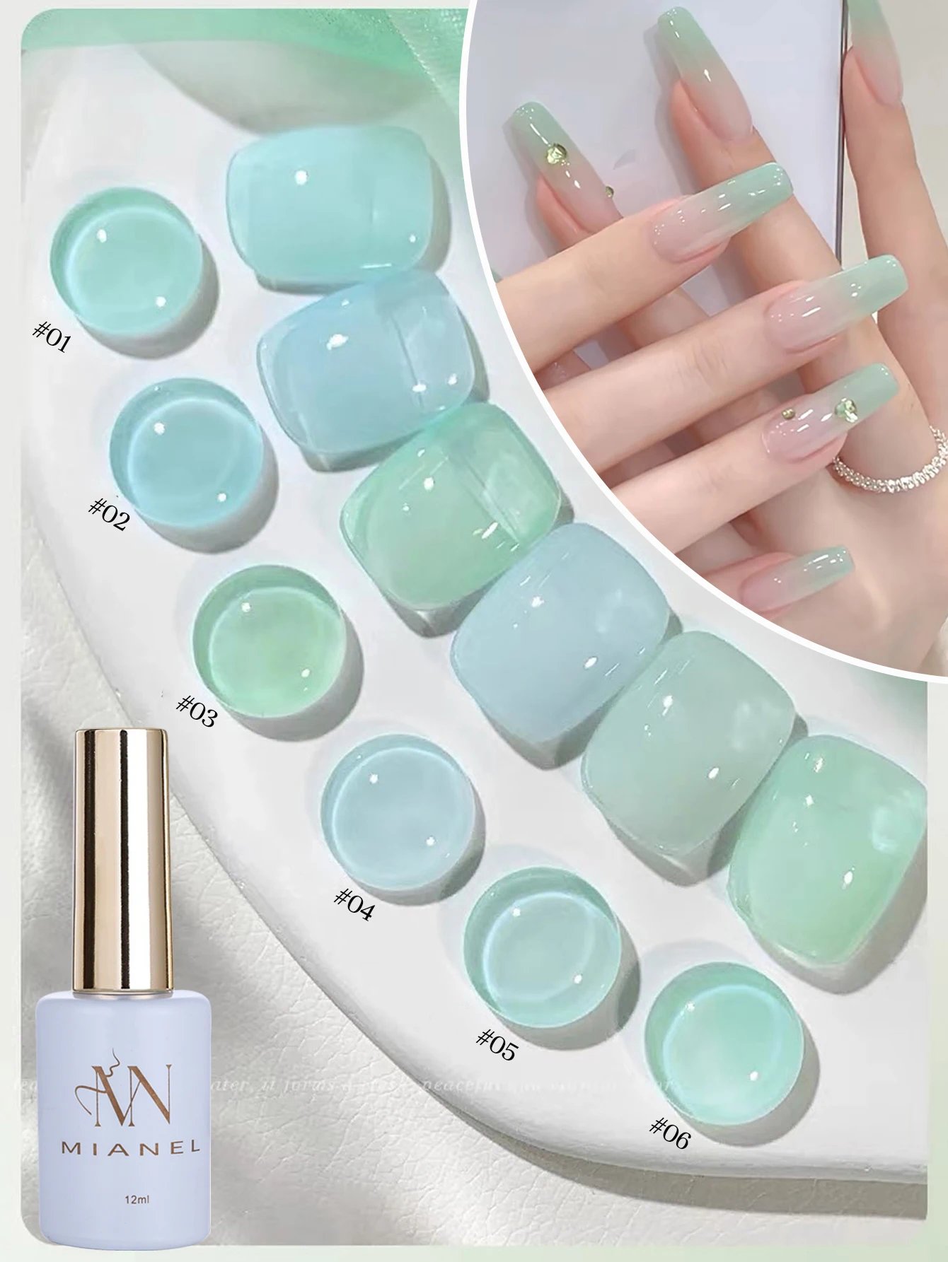 MN 12ML Selling Mint Mambo Gel Nail Polish ilky Green Blue