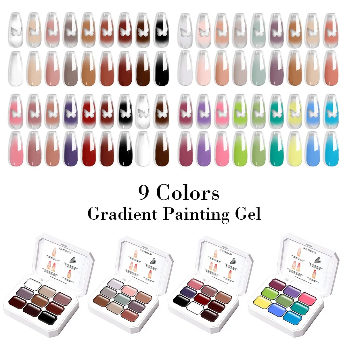 LIMEGIRL 9 Color Gradient Painting Gel Nail Art Gradient Color
