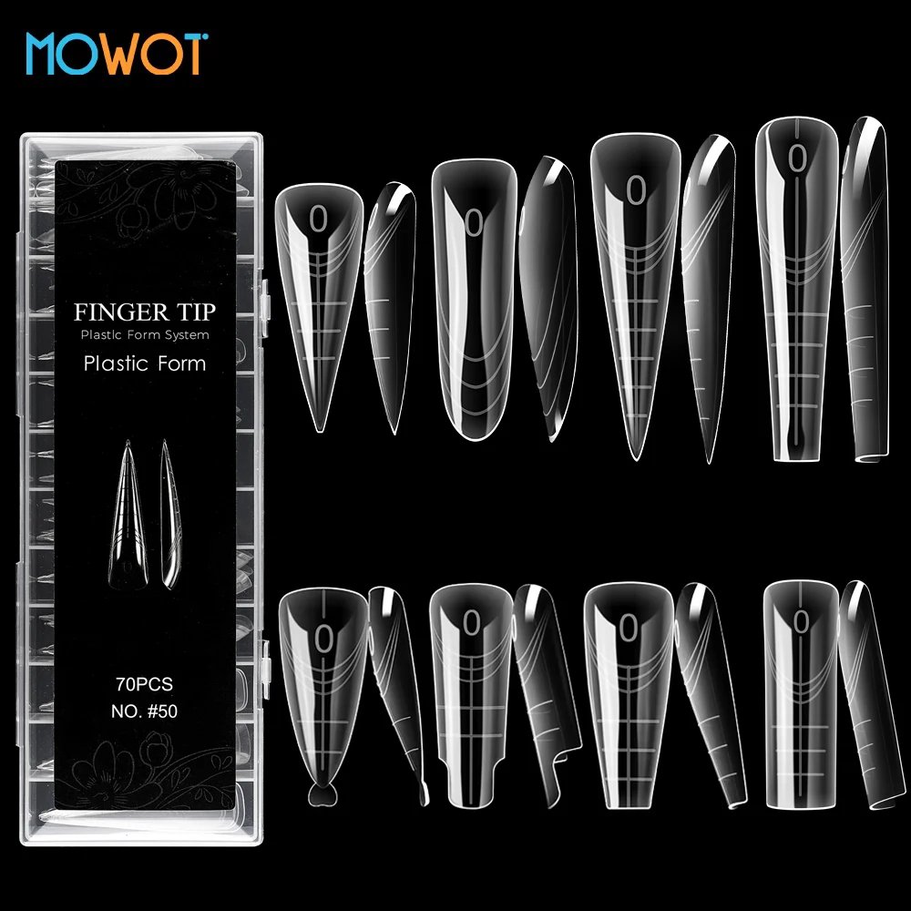 MOWOT 70pcs/140pcs Dual Nails Forms for Poly Nail Gel Full