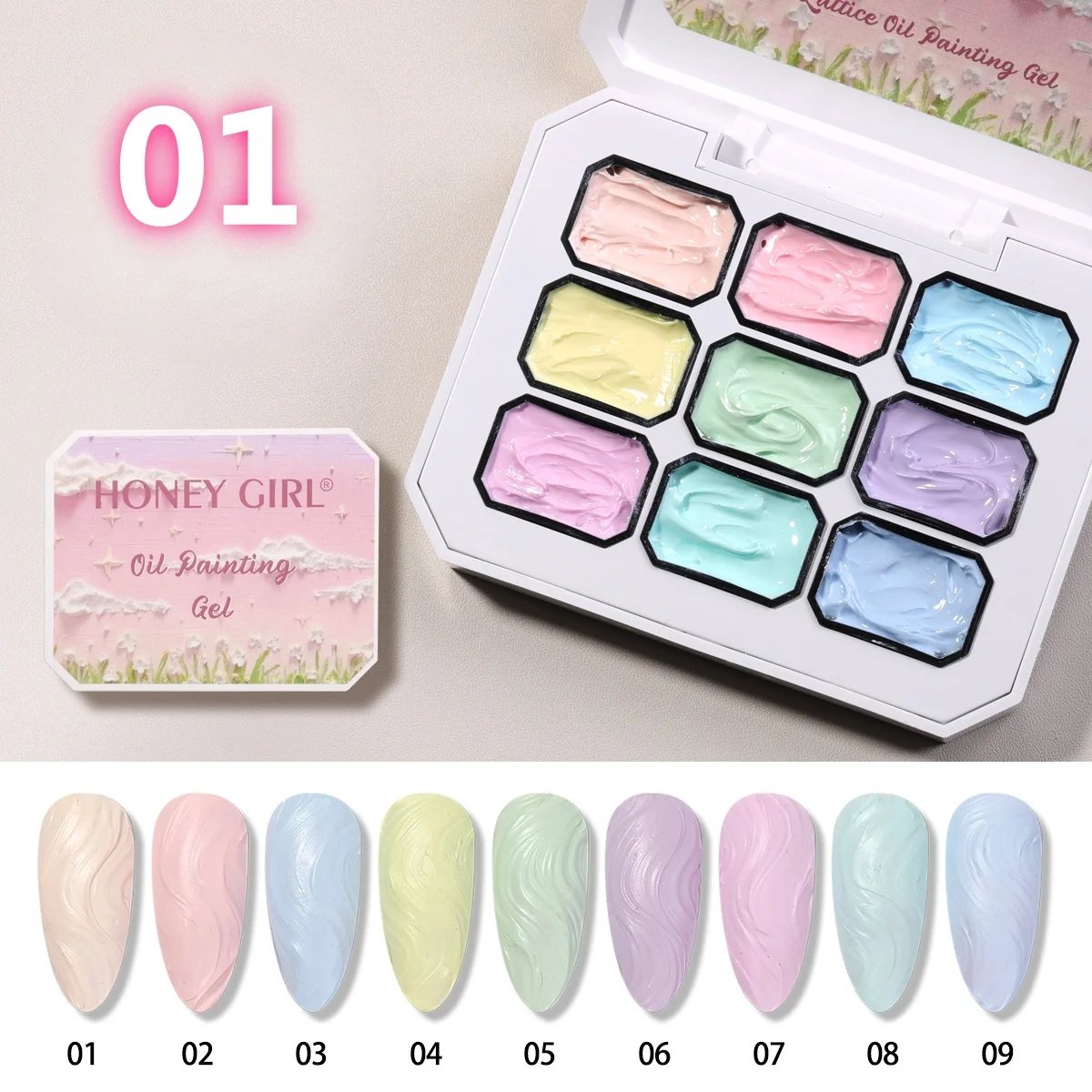 9 Color Macaron Series Oil Painting Gel, Nail Art Gel