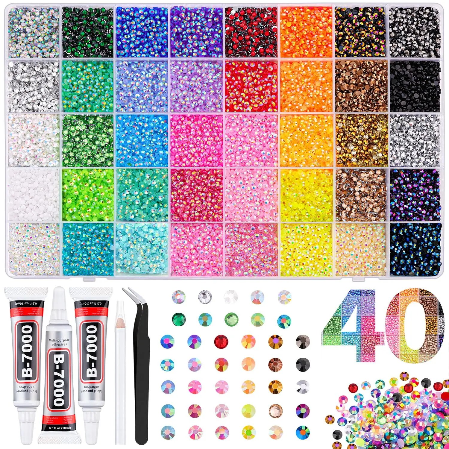 1Box Minimalist Shiny Colorful Semi circular Rhinestones Nail