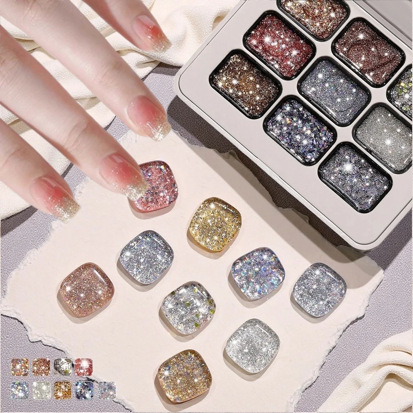 Nine Color Diamond Nail Gel, Suitable for DIY Nail