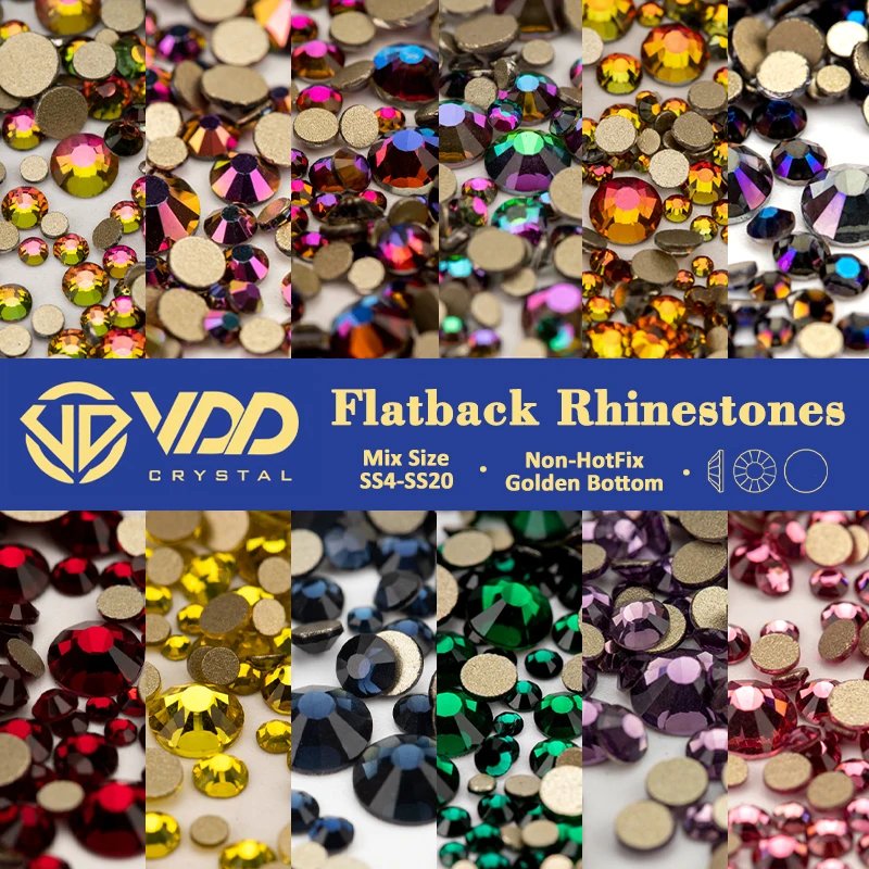 Gold Nail Charms & Rhinestones