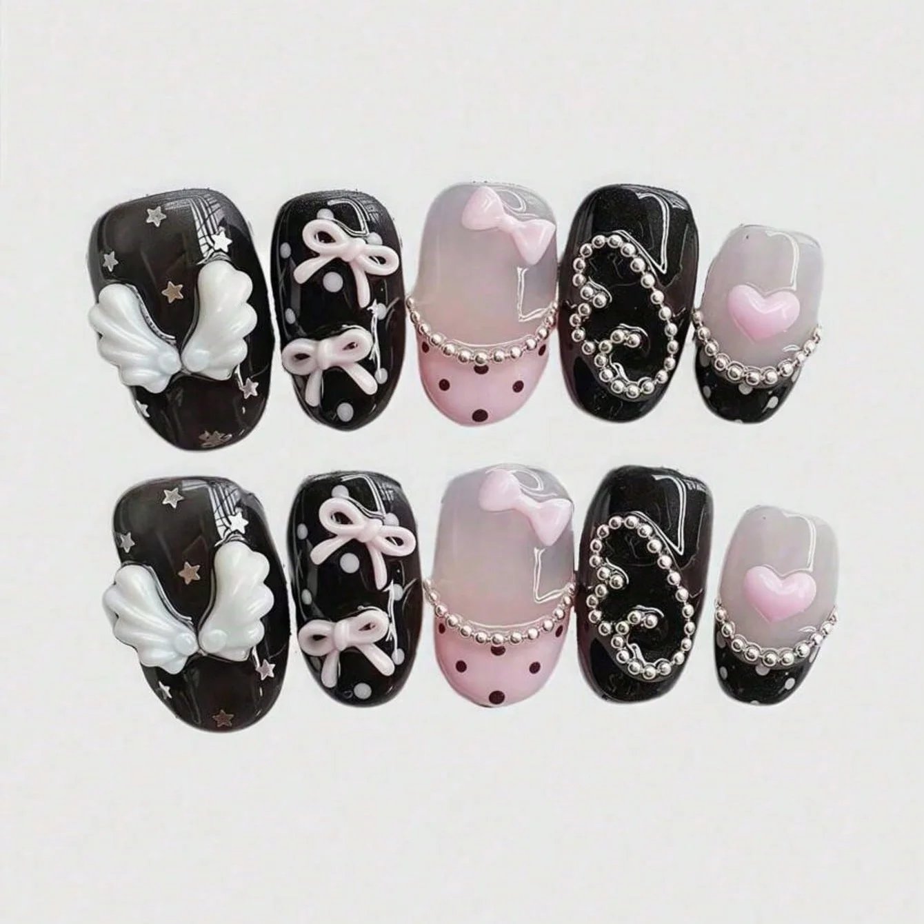 Pink Press-On Nail Set — 10 Pieces