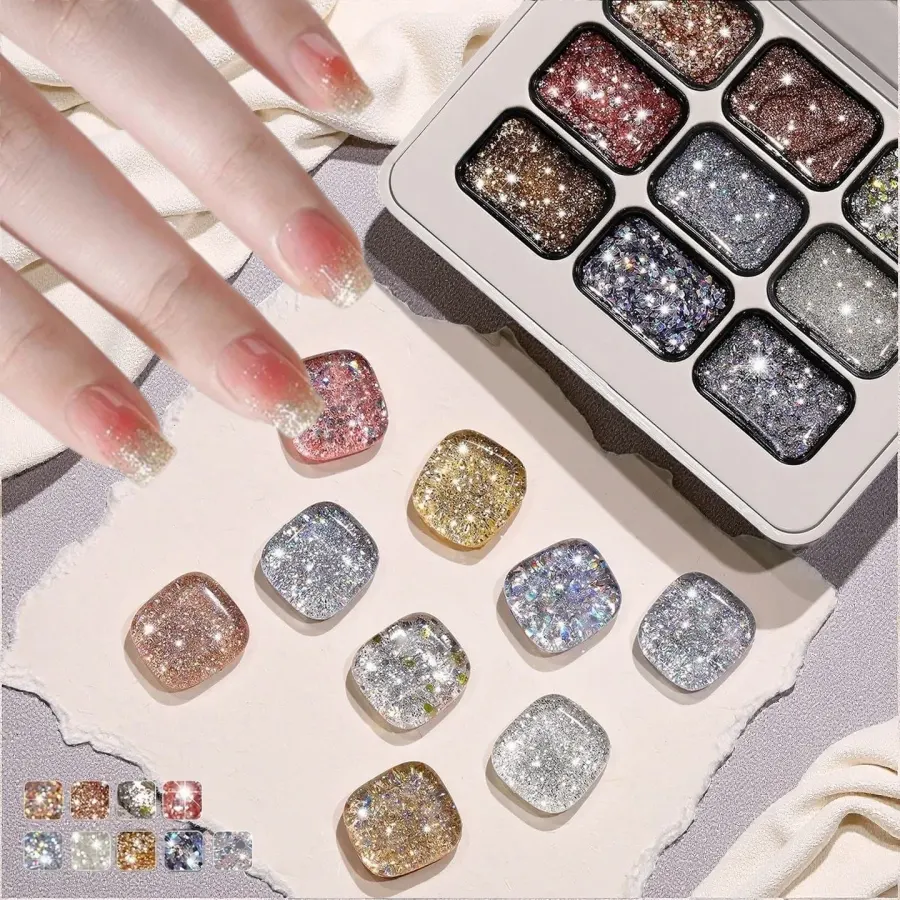 Nine Color Diamond Nail Gel, Suitable for DIY Nail