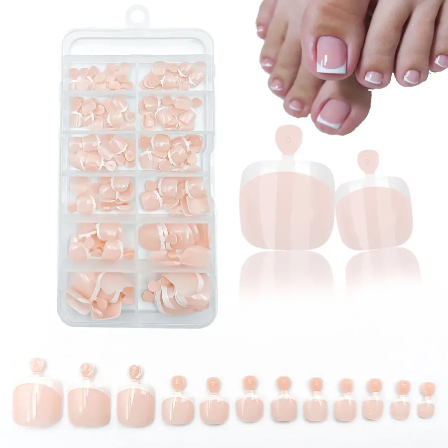 French Pedicure Press-On Nail Set — 120 Pieces