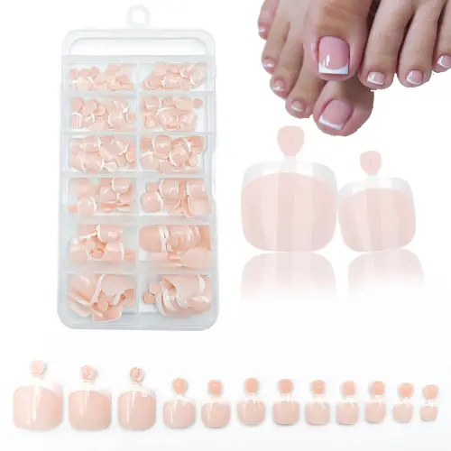 French Pedicure Press-On Nail Set — 120 Pieces