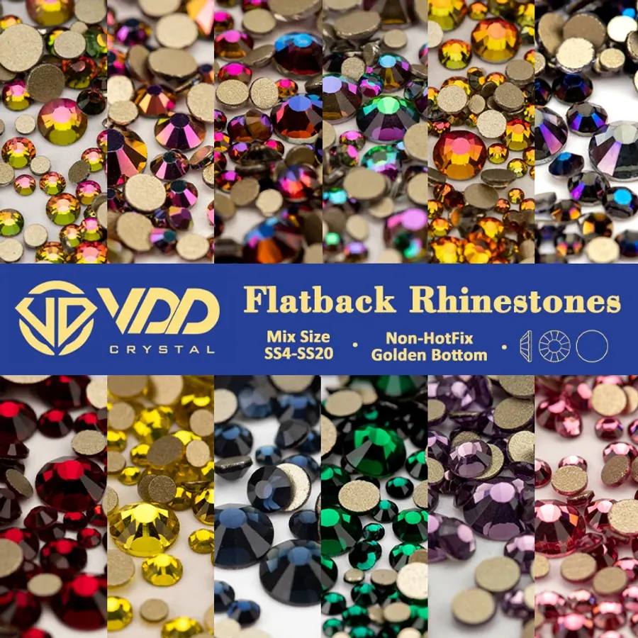 Gold Nail Charms & Rhinestones