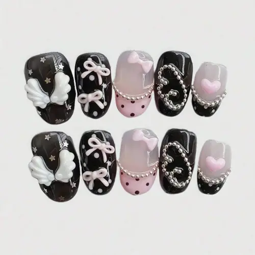 Pink Press-On Nail Set — 10 Pieces